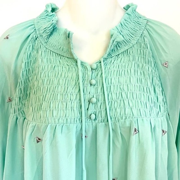 NWOT HAYDEN LA MINT GREEN CHIFFON PEASANT TOP PLUS SIZE 1XL - Picture 4 of 9